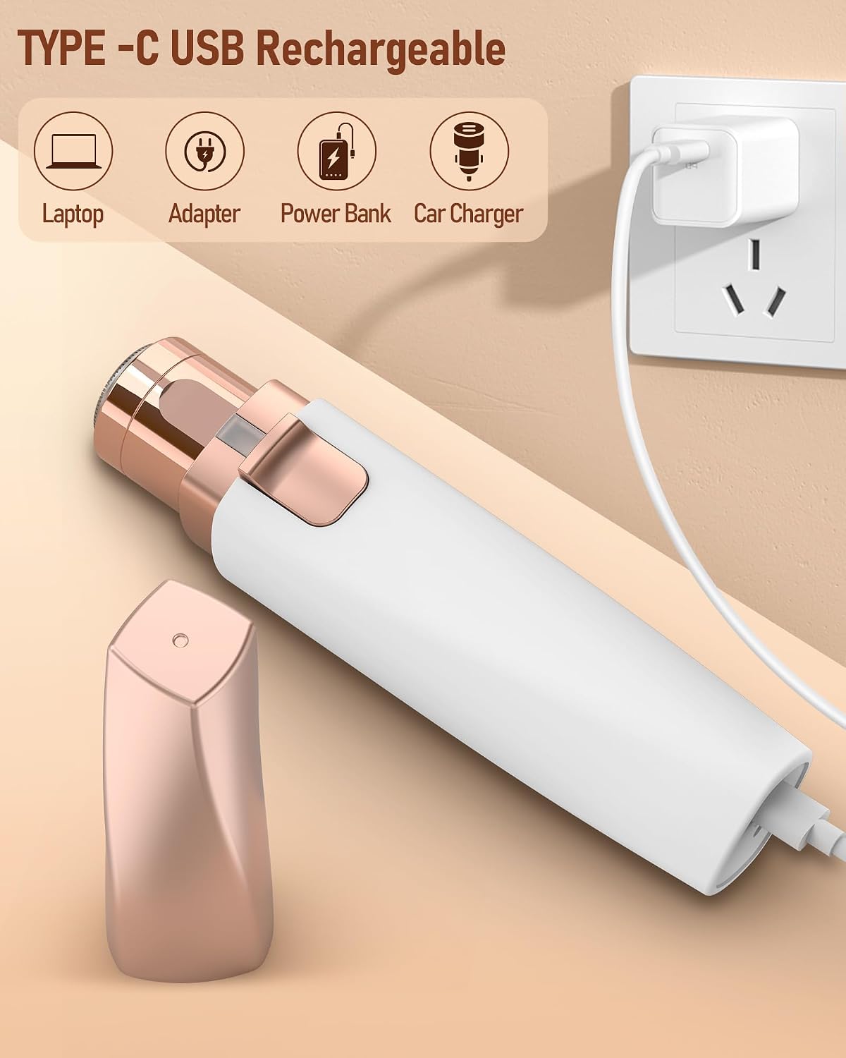 Eyebrow Trimmer Facial Hair Removal for Women: 2 in 1 Rechargeable Face Shaver with LED Light, Painless Electric Eyebrow Razor for Eyebrows, Upper Lip, Chin, Peach Fuzz & Fine Facial Hair - Image 9