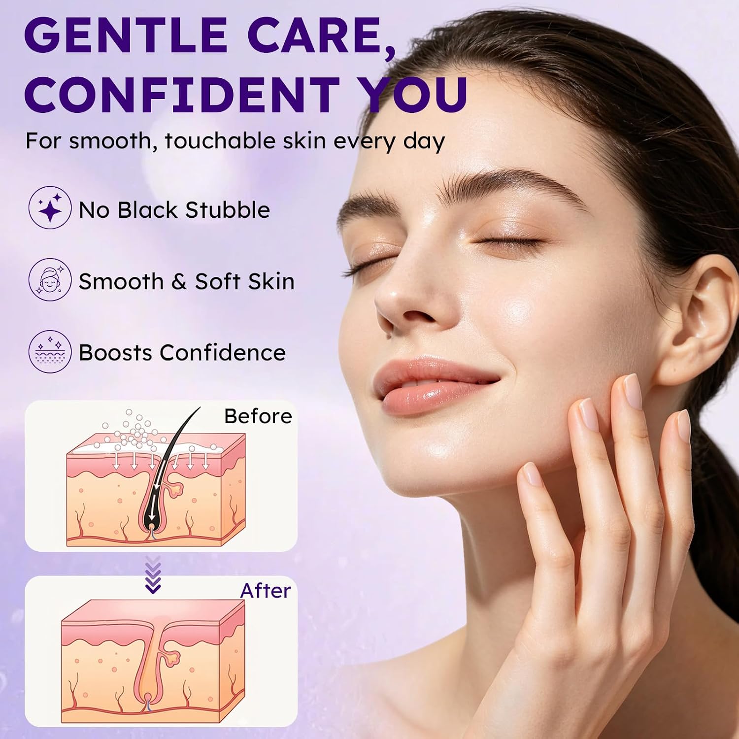 Hair Removal Cream, Facial Hair Removal Cream for Women with Soothing Cream - Image 7