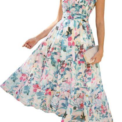 GRACE KARIN Women Summer Dress,Maxi Floral Wedding Guest Dresses