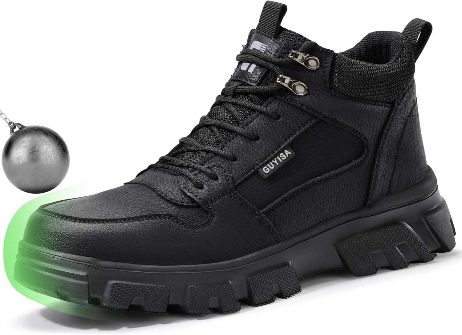 Light Steel Toe Boots for Men Comfortable Work Boots for Warehouse | Lightweight Safety Boots with Puncture Resistant Midsole, Protective Work Boots for Warehouse Factory Black