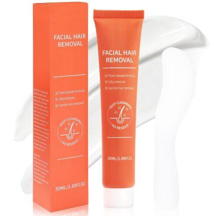Facial Hair Removal Cream For Women, Gentle Face Hair Removal Cream For Sensitive Skin, Natural Depilatory Cream For Face Chin Peach Fuzz Upper Lip Hair, Flawless Facial Hair Remover, 1.69 Fl Oz
