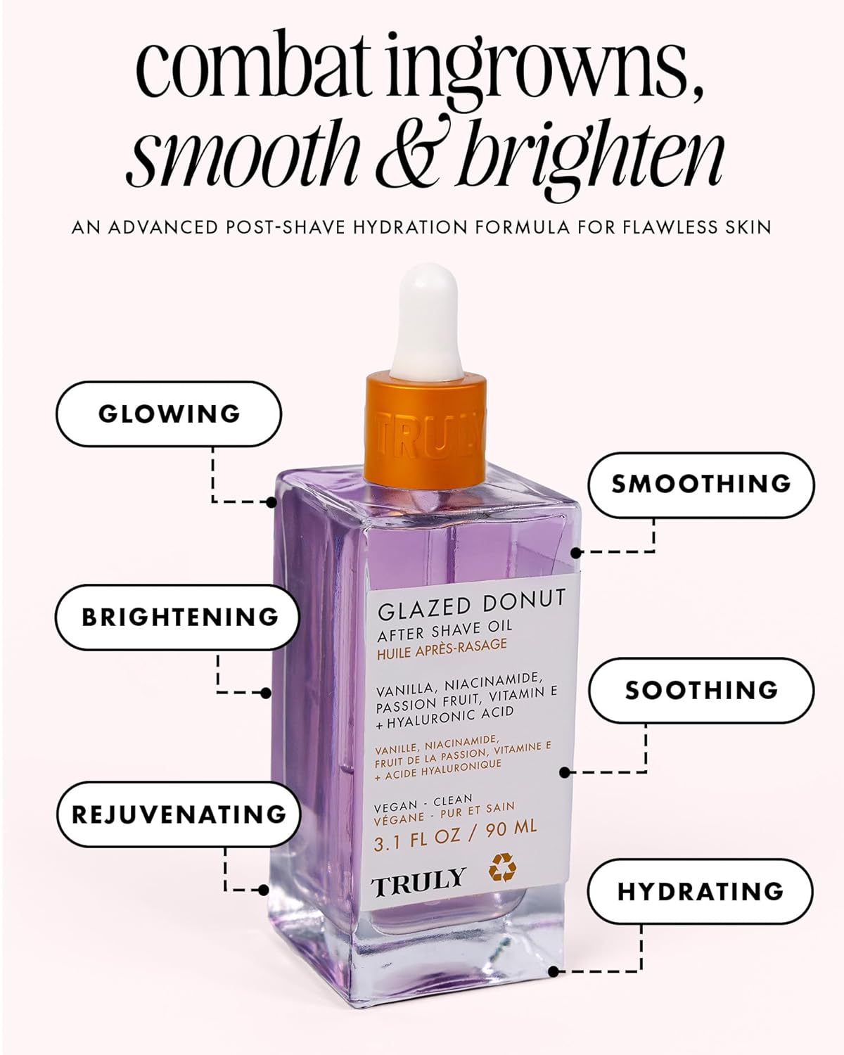 Truly Beauty Luxury After Shave Oil | Soothing Treatment for Sensitive Skin | Hyaluronic Acid & Niacinamide | Women's Hydrating Post-Shave Oil for Ingrown Hairs | Bikini Line, Underarms & Legs - Image 2