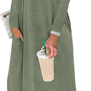 ANRABESS Women's Long Sleeve Maxi Dresses 2026 Fall Outfits Casual Loose Split Travel Vacation T Shirt Dress with Pockets