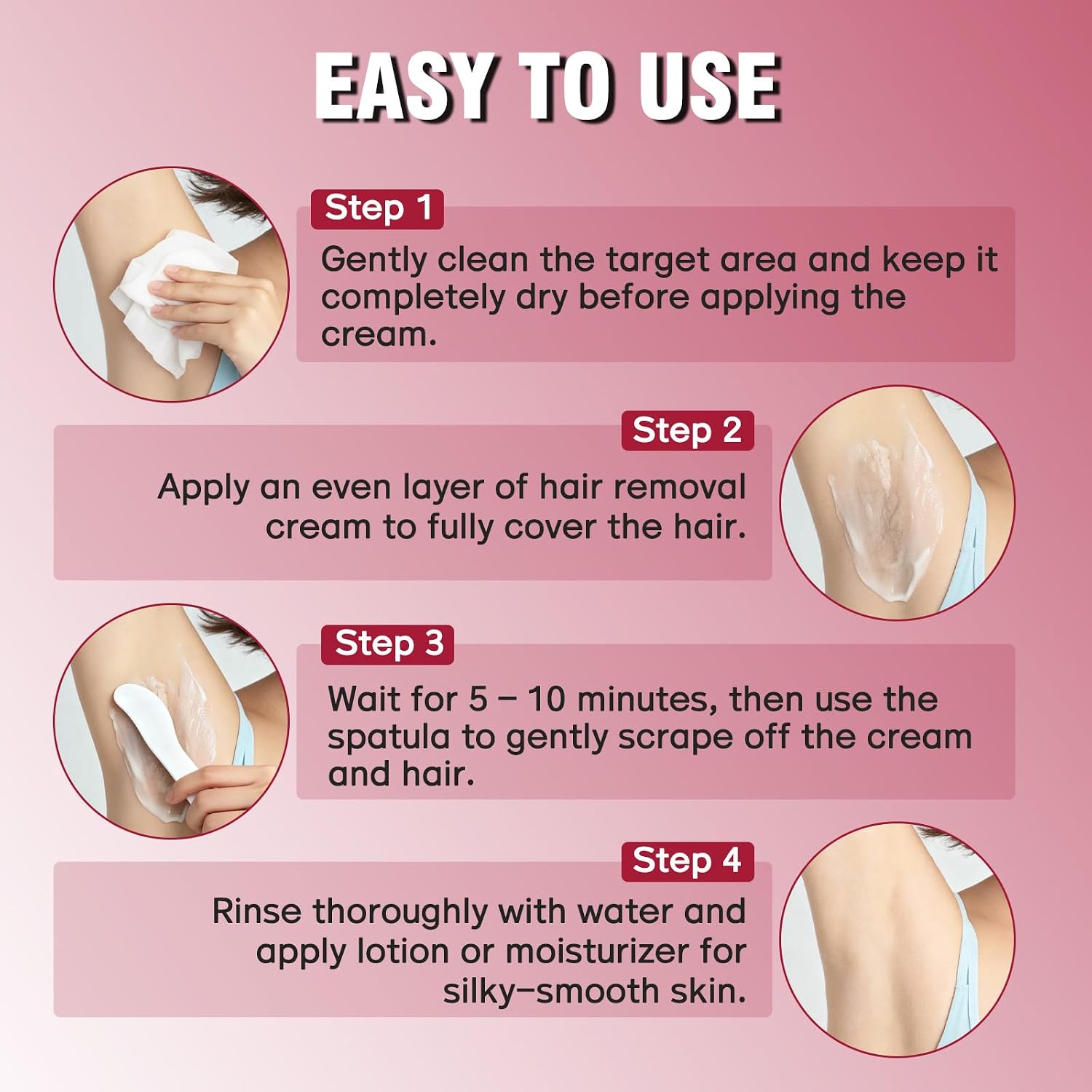 Hair Removal Cream for Women, Crema Depiladora Para Mujer, Fast-Acting, Effective Painless Flawless Depilatory Cream for Legs, Arms, Underarms, Stomach, Pubic Area and Bikini Line 120g - Image 6