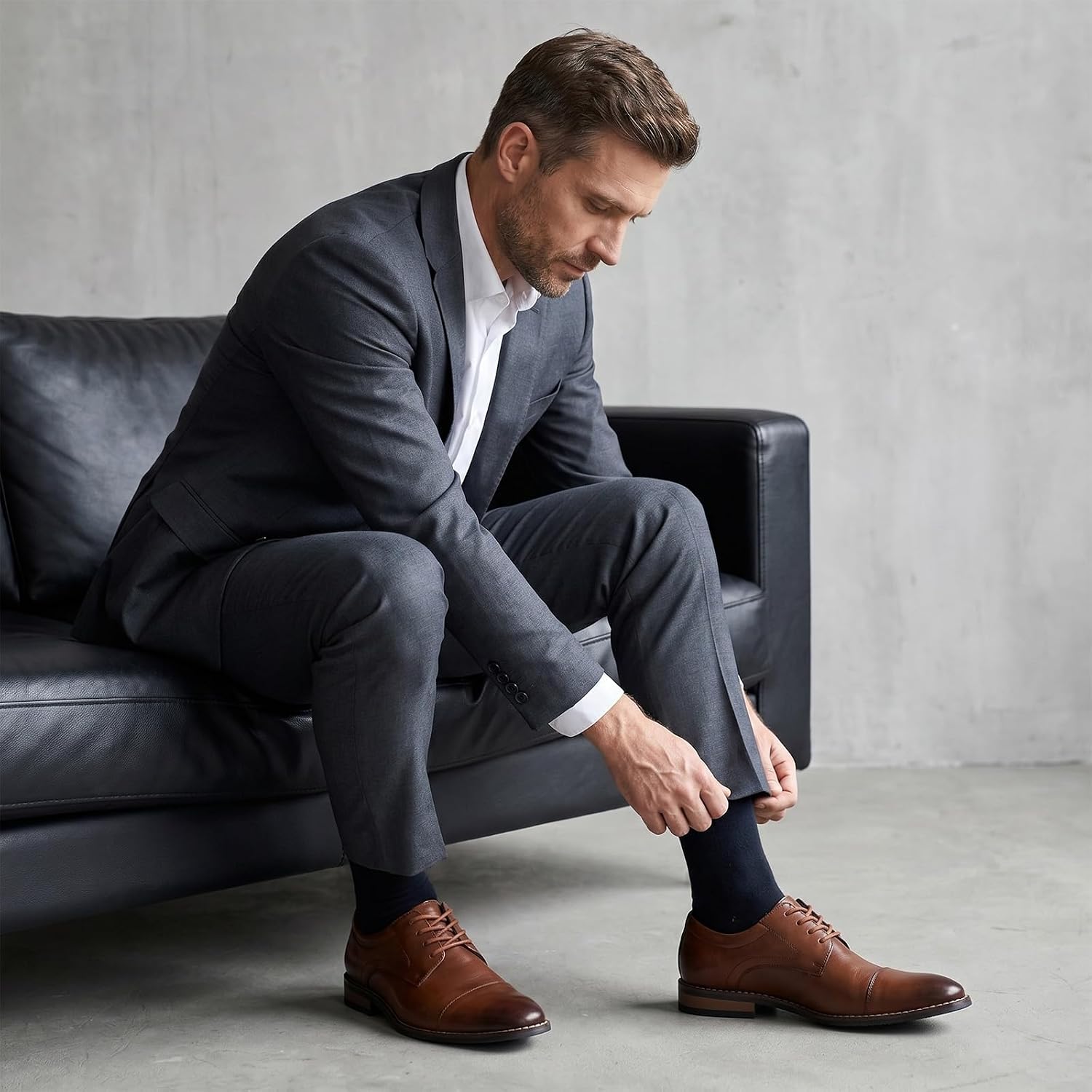 Mens Dress Shoes, Classic Derby Shoes for Work Wedding | Split Toe Derby Style, Formal Dress Look, Soft PU Upper, Rounded Toe, Cushioned Insole, Work Wedding Wear - Image 2