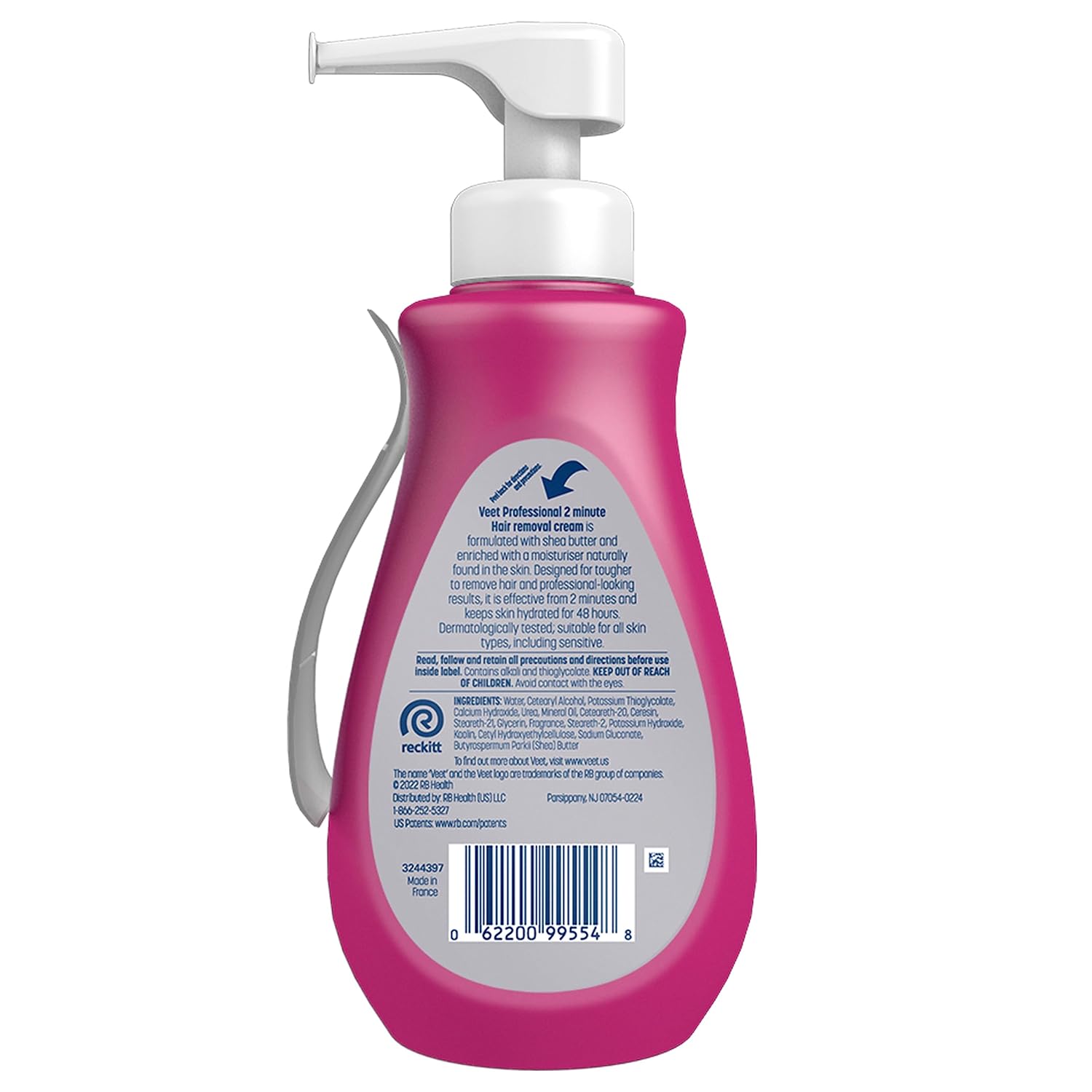VEET Professional 2 Minute Cream for All Skin Types with Shea Butter, Effective Full Bikini & Pubic Hair Removal, Dermatologically Tested, 13.5 FL OZ Bottle w/Spatula - Image 8