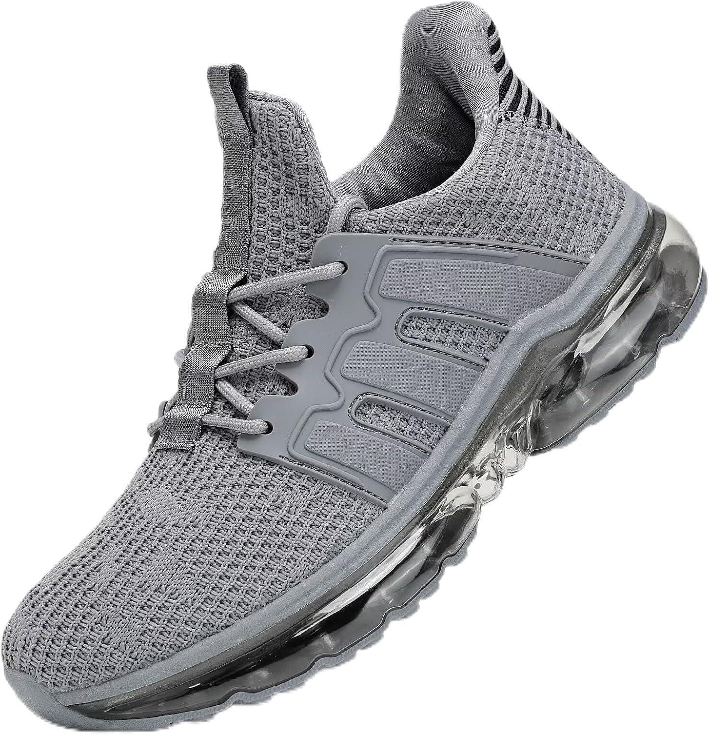 Wrezatro Men's Air Cushion Walking Shoes, Breathable Mesh Non Slip Comfort Sneakers for Work Casual Running Gym