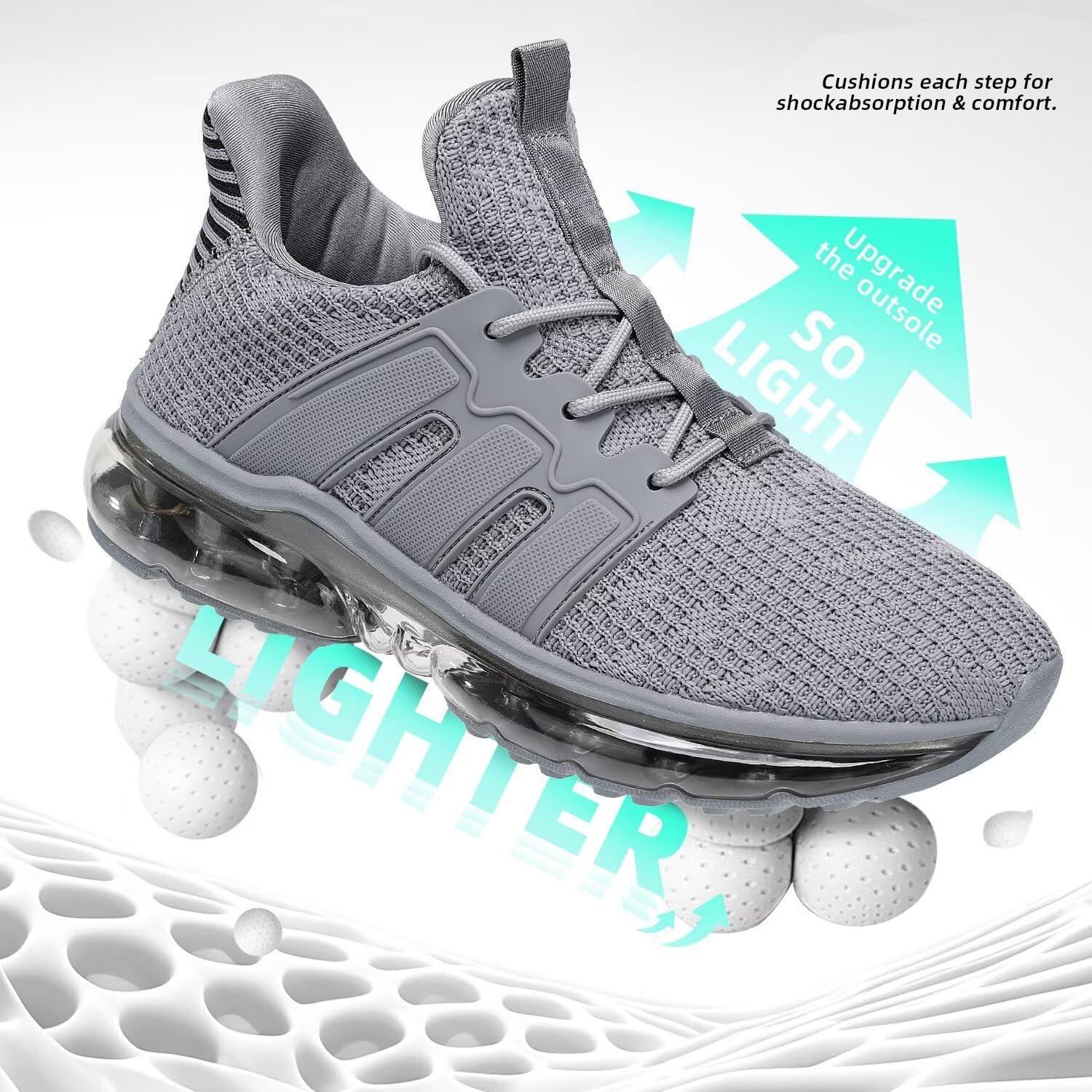Wrezatro Men's Air Cushion Walking Shoes, Breathable Mesh Non Slip Comfort Sneakers for Work Casual Running Gym - Image 3