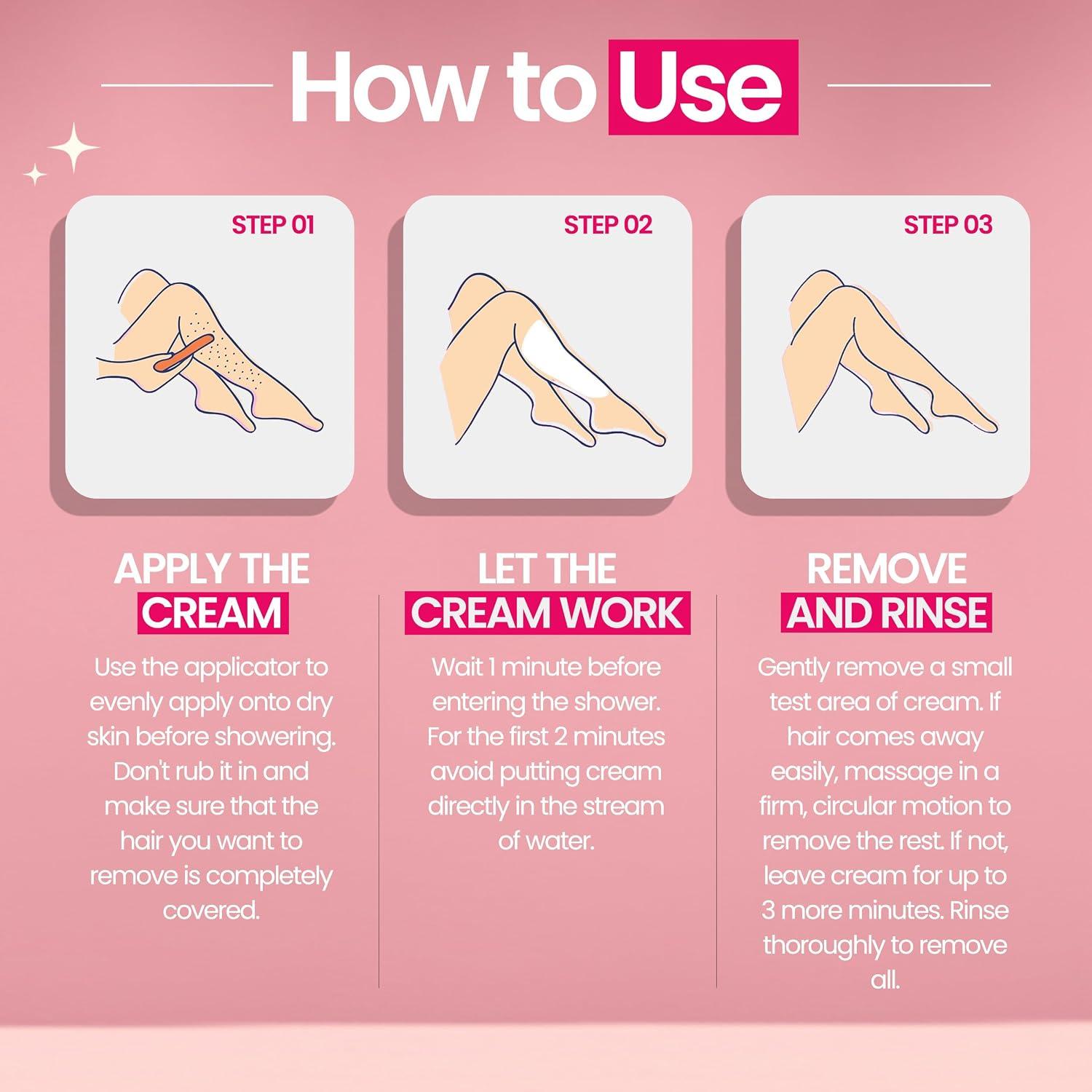 WooWoo Tame It! Natural Intimate Hair Removal Cream - Painless Vegan Hair Remover For Sensitive Skin - Depilatory For Genitals, Bikini, Legs & Bum - Women In-Shower Cream With Aloe Vera - 100ml - Image 4