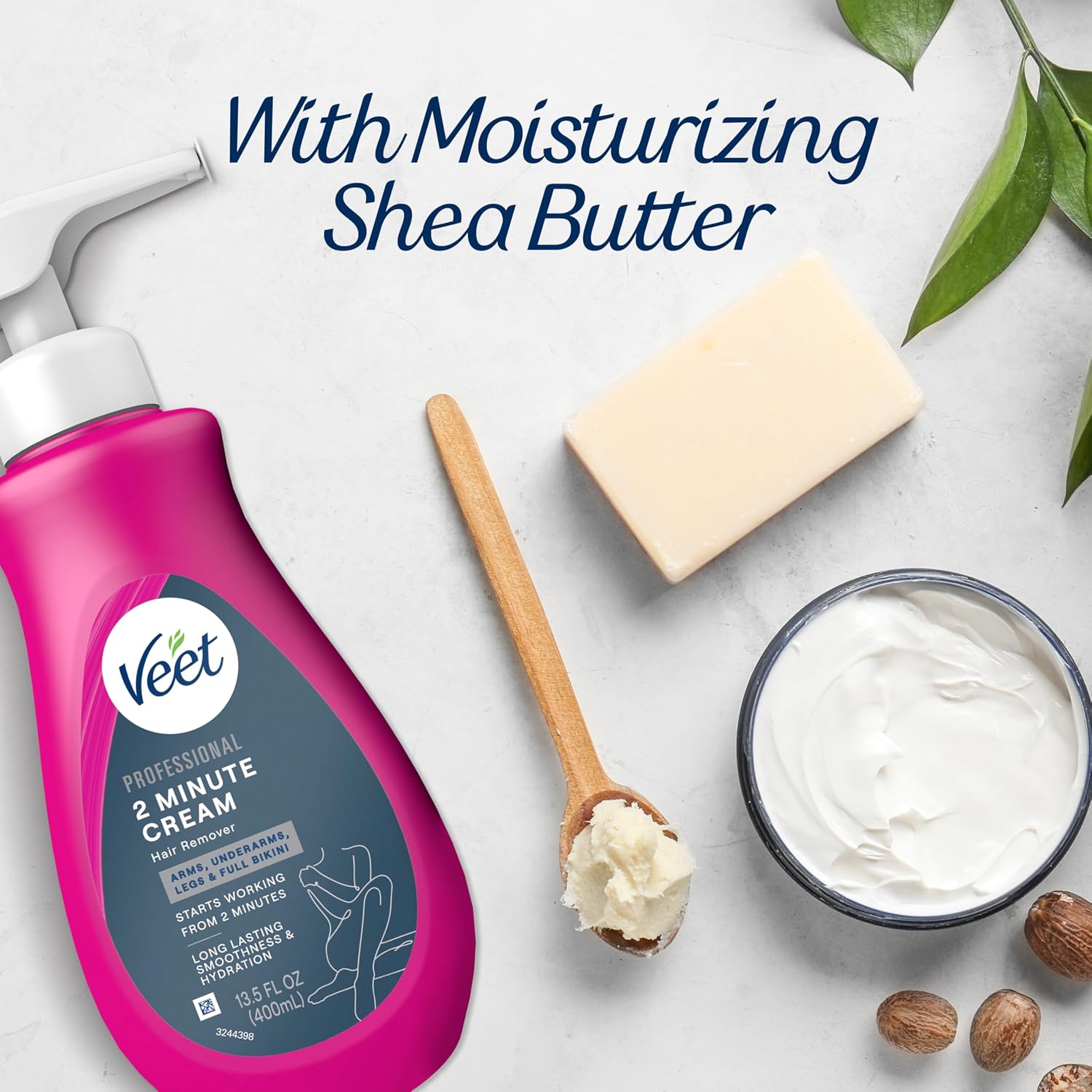 VEET Professional 2 Minute Cream for All Skin Types with Shea Butter, Effective Full Bikini & Pubic Hair Removal, Dermatologically Tested, 13.5 FL OZ Bottle w/Spatula - Image 6