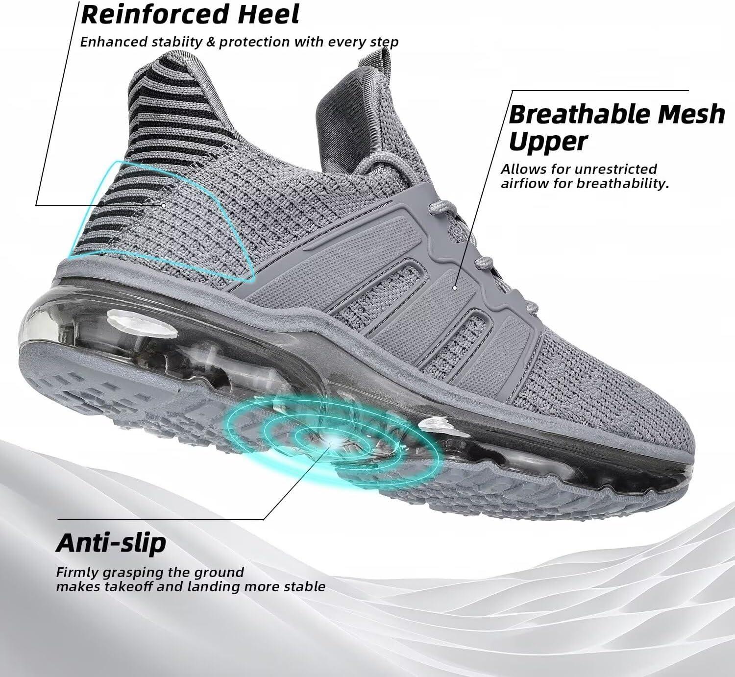 Wrezatro Men's Air Cushion Walking Shoes, Breathable Mesh Non Slip Comfort Sneakers for Work Casual Running Gym - Image 4