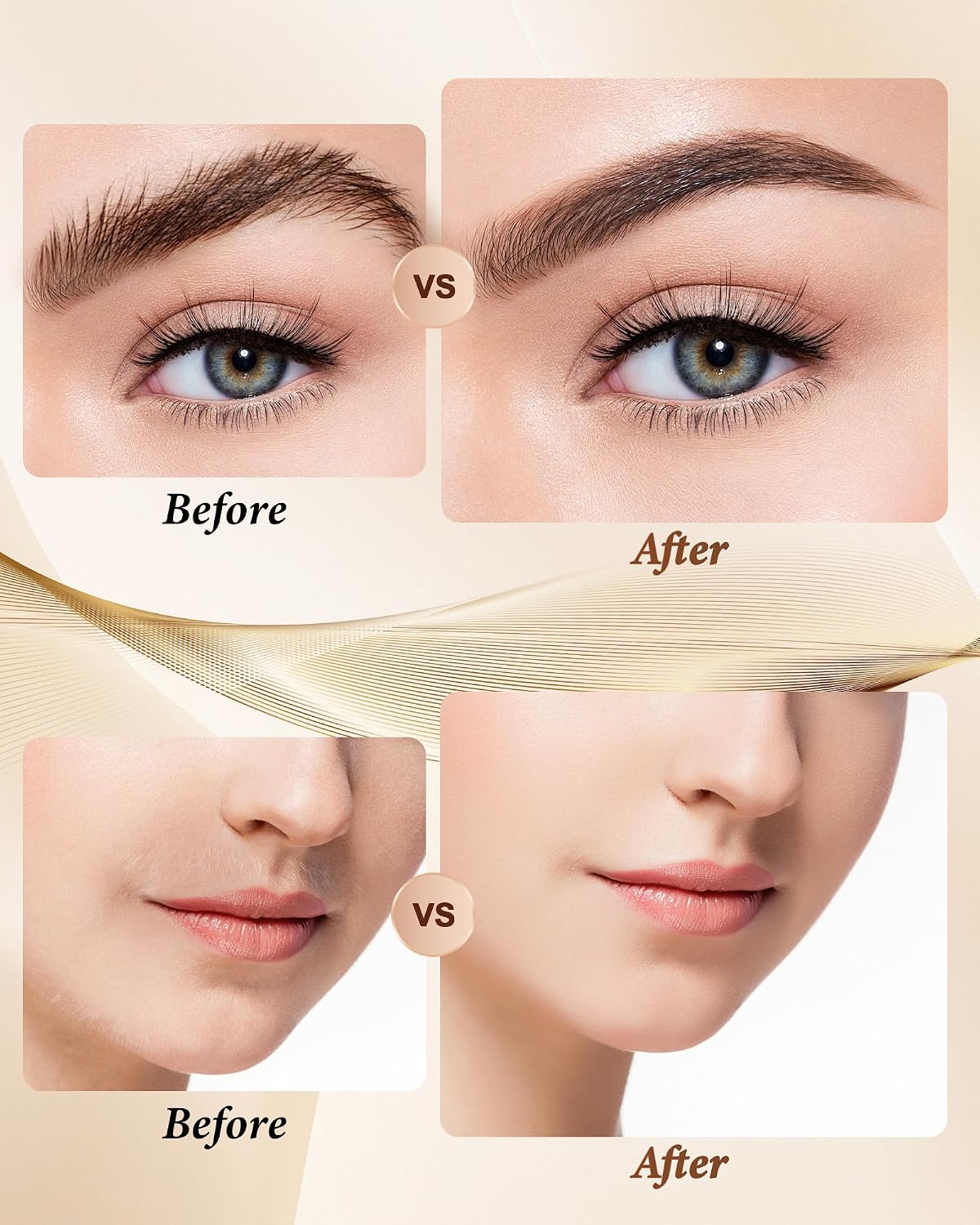 Eyebrow Trimmer Facial Hair Removal for Women: 2 in 1 Rechargeable Face Shaver and Eyebrow Razor - Painless Electric Hair Remover Device for Peach Fuzz Fine Hairs Upper Lip Chin - Image 7