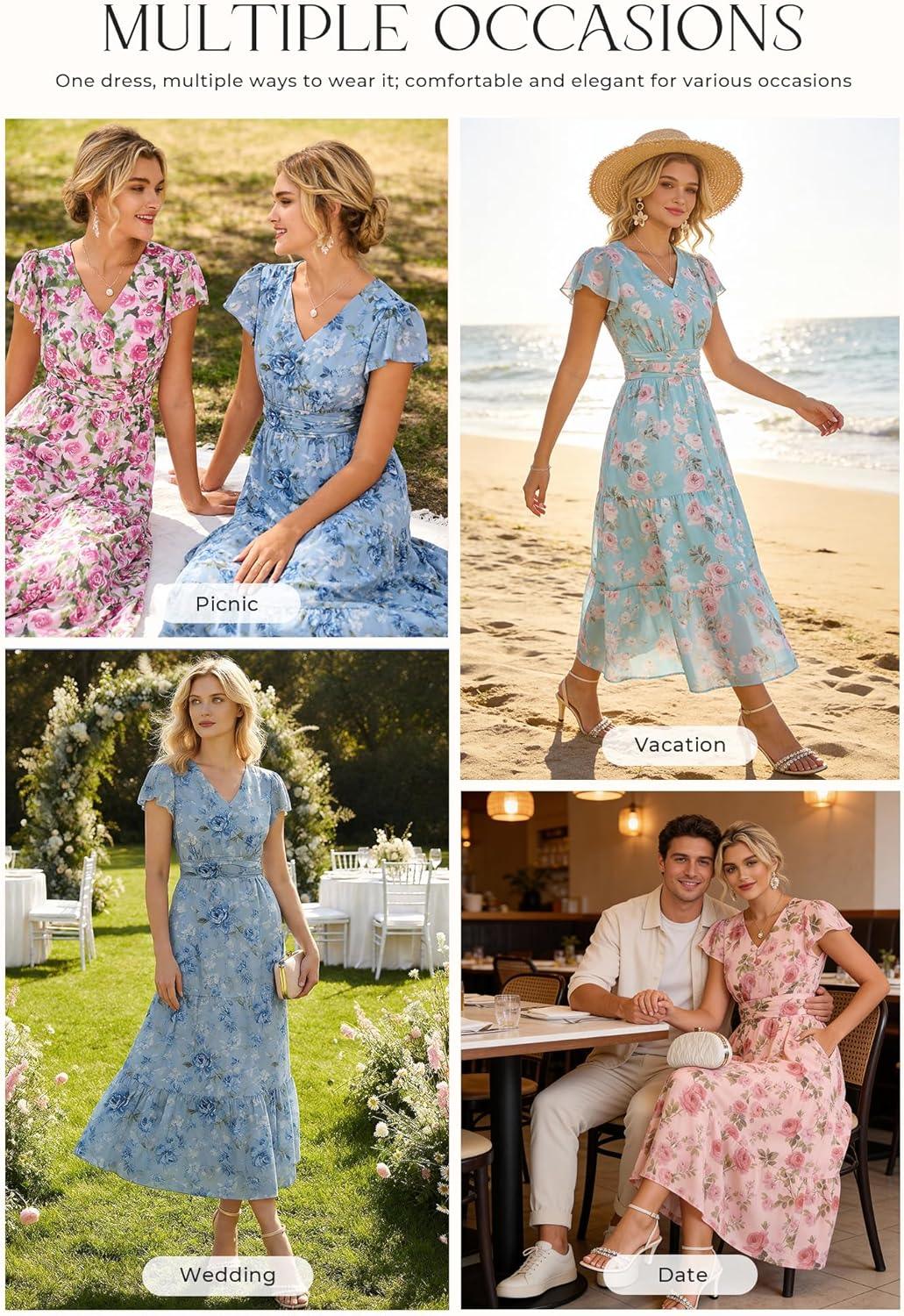 GRACE KARIN Women Summer Dress,Maxi Floral Wedding Guest Dresses - Image 6