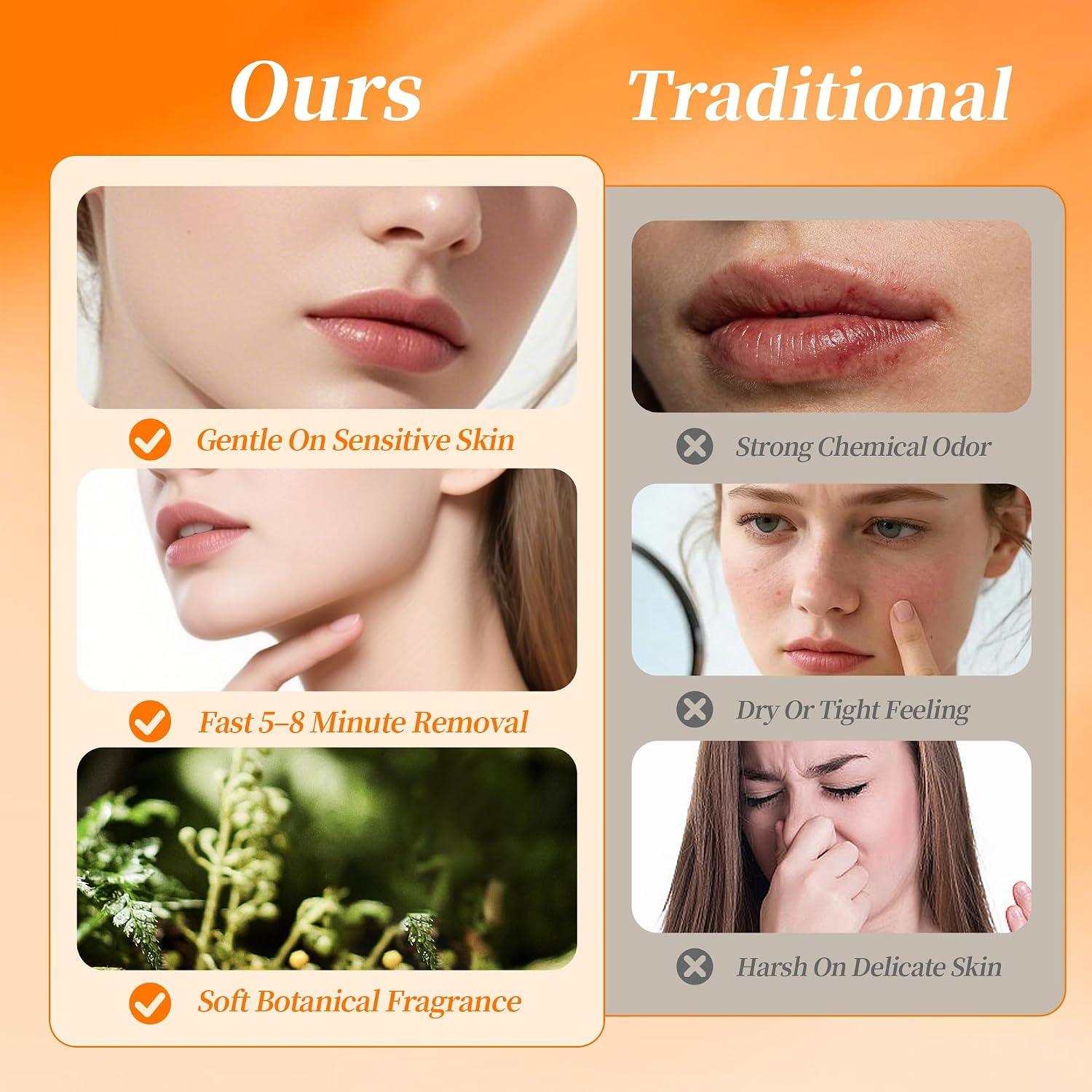Facial Hair Removal Cream For Women, Gentle Face Hair Removal Cream For Sensitive Skin, Natural Depilatory Cream For Face Chin Peach Fuzz Upper Lip Hair, Flawless Facial Hair Remover, 1.69 Fl Oz - Image 5