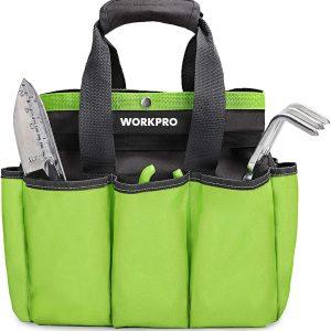 WORKPRO Garden Tool Bag, 8 Pockets Gardening Bag | Heavy Duty Oxford Garden Tote Caddy, Tools NOT Included, 12" x 12" x 6"