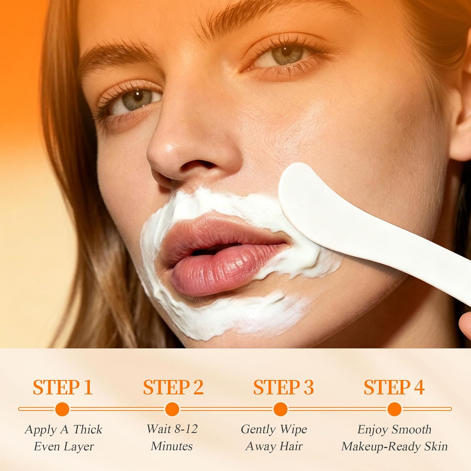 Facial Hair Removal Cream For Women, Gentle Face Hair Removal Cream For Sensitive Skin, Natural Depilatory Cream For Face Chin Peach Fuzz Upper Lip Hair, Flawless Facial Hair Remover, 1.69 Fl Oz - Image 9
