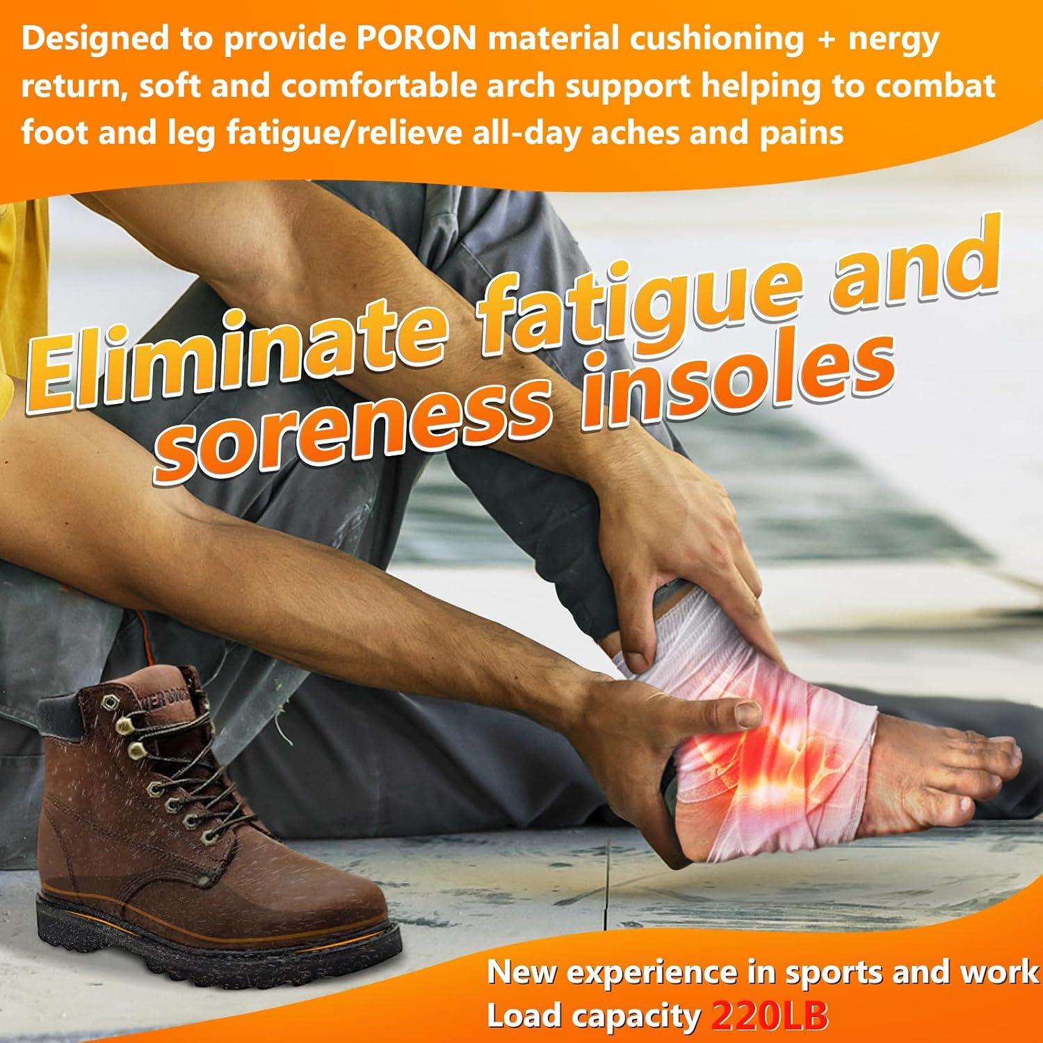 Work Boot Insoles for Standing All Day, High Arch Support Orthotic Shoe Inserts Relief Plantar Fasciitis, Flat Feet, Achilles Tendonitis - Women Men Walk Cloud Step Gel Insoles - L(Men's 9.5-10.5) - Image 2