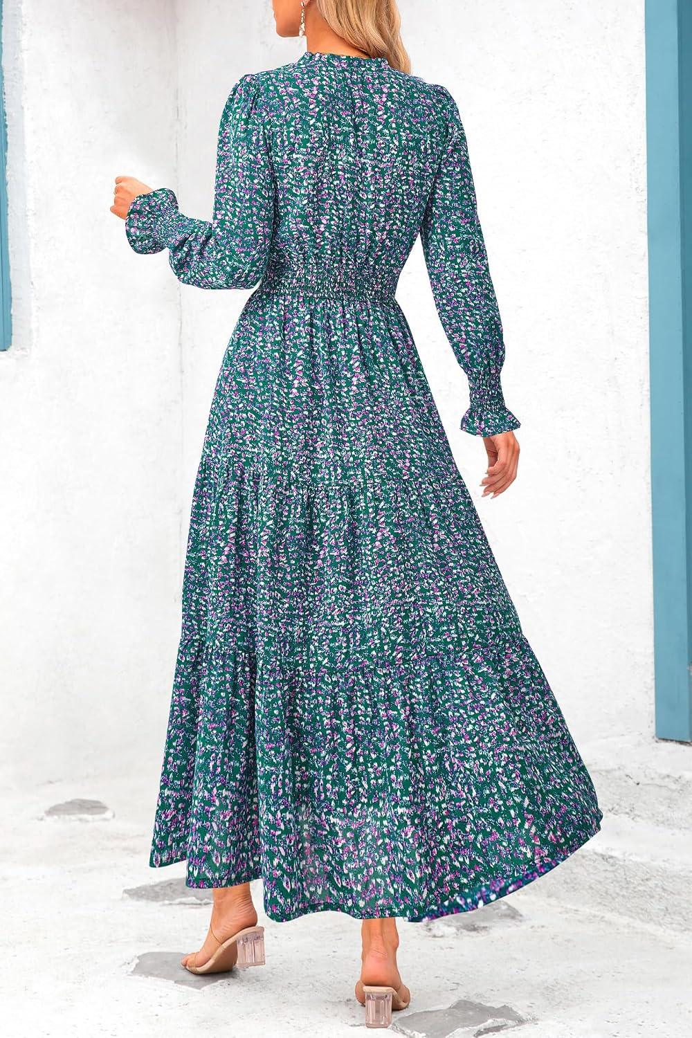 PRETTYGARDEN Women's Floral Maxi Dress Fall A Line Wedding Guest Dresses - Image 2