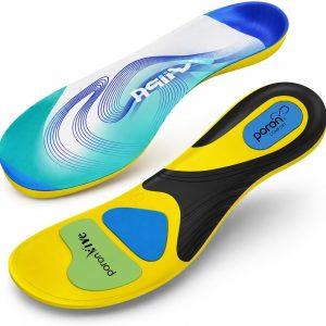 Gviipk Upgraded Plantar Fasciitis Insoles, 240lbs Heavy Duty Work Boot Insoles for Men, Arch Support Orthotics Inserts, Athletic Gel Shoe Inserts for Pain Relief, Flat Feet, Standing All Day - L