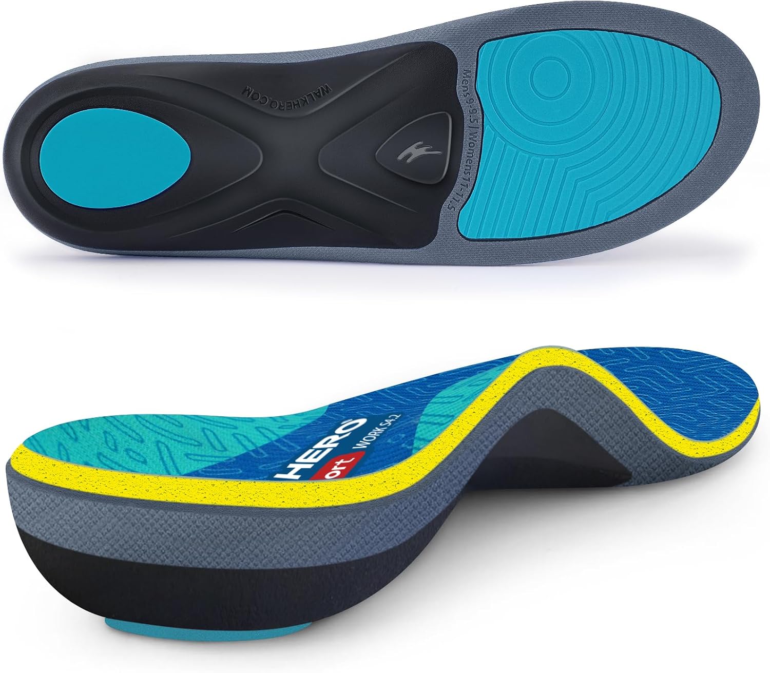 WalkHero Work Insoles for Standing All Day, Arch Support Insoles Men Women