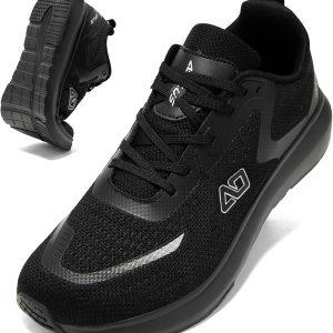 Men’s Wide Toe Box Walking Shoes, Arch Support Cushioned Sneakers, Lightweight Breathable Shoes for All-Day Standing, Walking