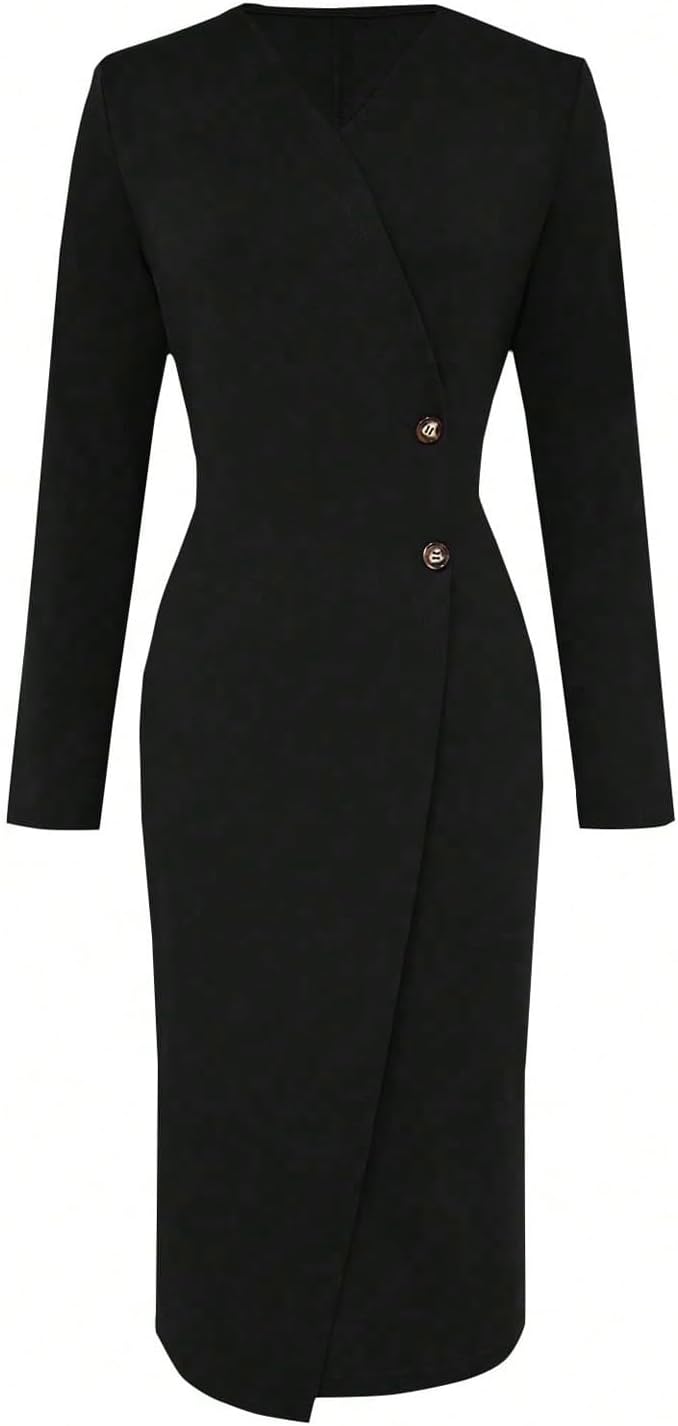 GORGLITTER Women's Long Sleeve Blazer Business Casual Suit Work Midi Dress - Image 5