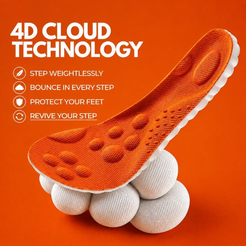 Memory Foam Comfort Boosting Insoles Men, 2026 4D Cloudy Unisex Massage Insole, Plantar Fasciitis Shock Absorbing Pain Relief for Work Boots Men Insoles for Hiking, Running, Standing All Day - Image 5