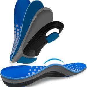 Plantar Fasciitis Insoles, High Arch Support Insoles from 180 to 240 lbs, Heavy Duty Orthotic Shoe Inserts for All Day Walking, Standing (Men 6-6.5 / Women 7.5-8(240mm), Blue-Standard)