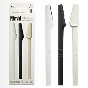 Nimbi Dermaplane Razor | Precision Eyebrow Shaper, Facial Hair Removal for Women & Exfoliation | Professional Dermaplaning Tool for Face | Plastic-Free - 3 Count