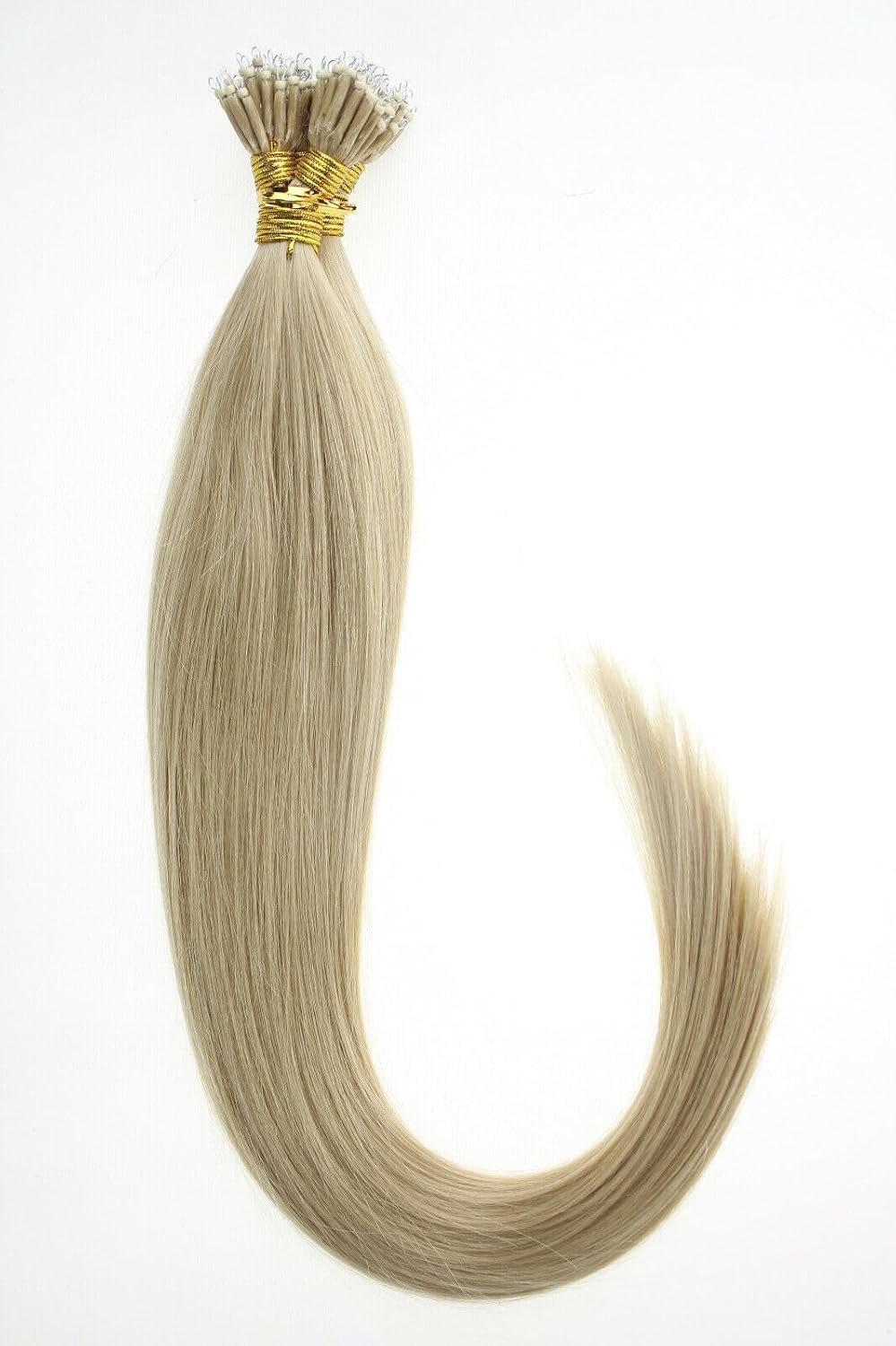 Nano Ring Tip Remy Human Hair Extensions Medium Blonde 26 Inch Invisible Nano Beads Link Premium Straight Hair Strawberry Blonde 50S/50g - Image 4