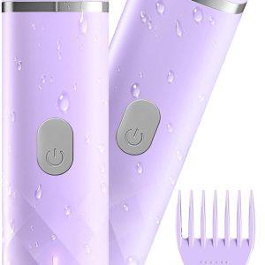 Bikini Trimmer for Women, IPX7 Rechargeable 2-in-1 Electric Razor, Purple