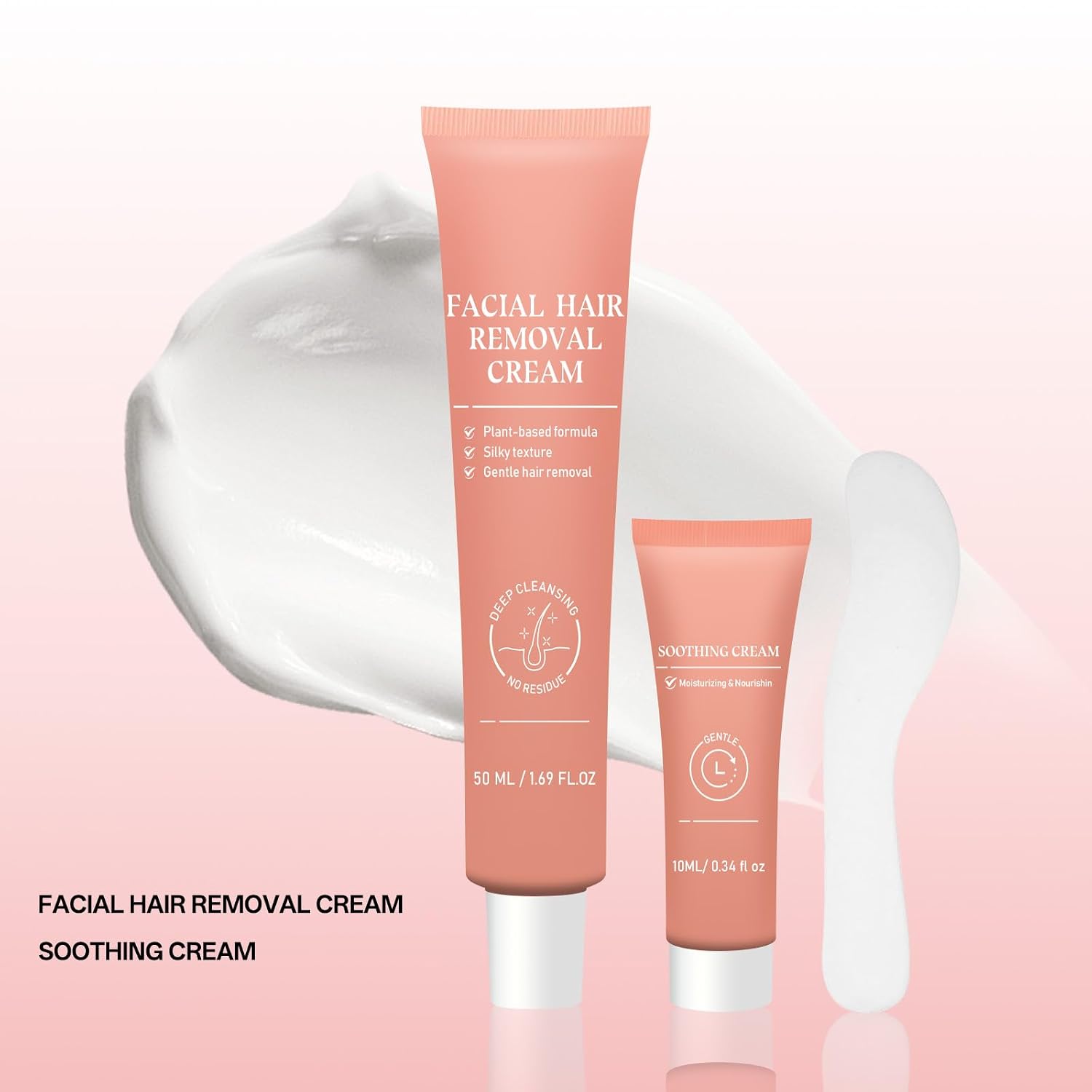 Facial Hair Removal Crem for Women & Men, Sensitive Skin 2-In-1 Painless Hair Removal Cream Kit with Soothing Cream, No Shave Depilatory Cream, Face & Upper Lip, Sideburns & Body, Gentle Formula - Image 5