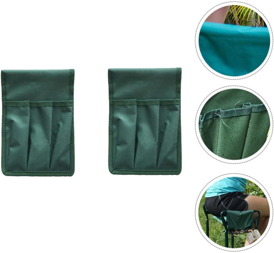 2pc Garden Kneeler Seat Bag, Green Oxford Cloth Tool Storage Attachment - Image 9