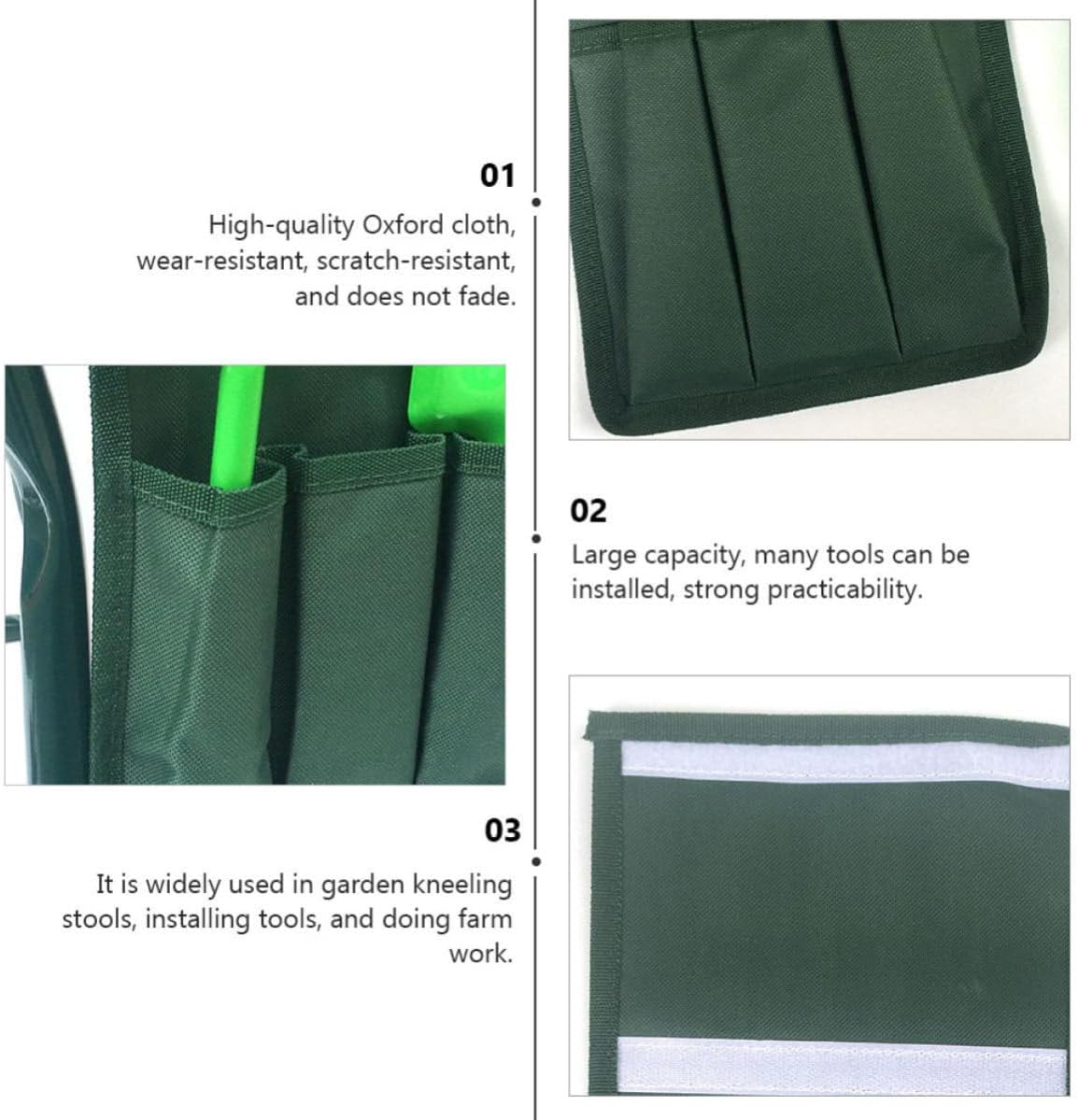 2pc Garden Kneeler Seat Tool Bag, Oxford Cloth Multi-pocket Organizer - Image 9