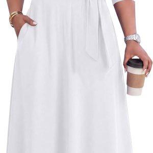 FANDEE Maxi Long Dress Women, Church A Line Casual Empire Waist Dresses