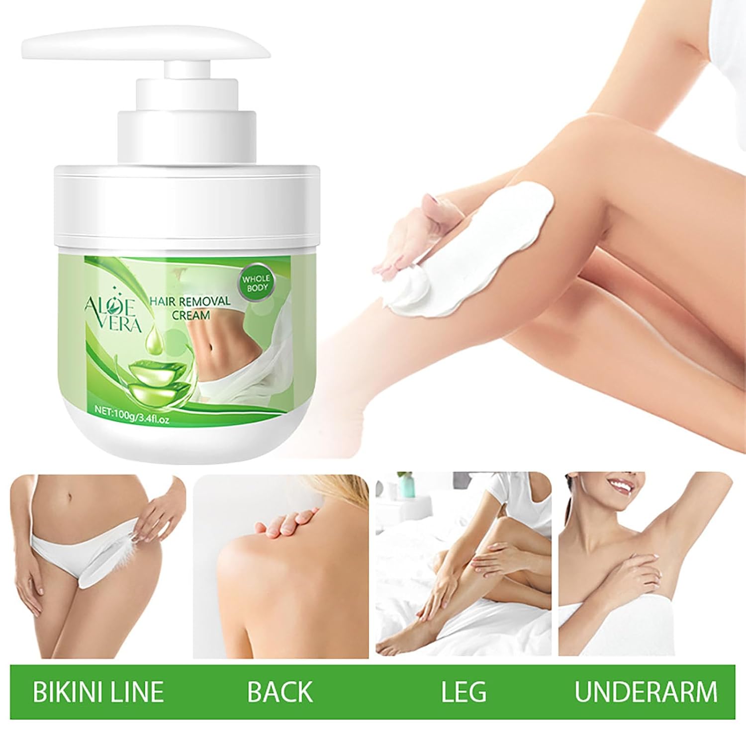 Facial Depilatory and Hair Removal Cream for Women, Aloe Vera Facial Hair Removal Cream for Upper Lip and Chin for Face Hair Remover for Body Sensitive Skin Gentle and Non-Irritating (2PCS) - Image 4