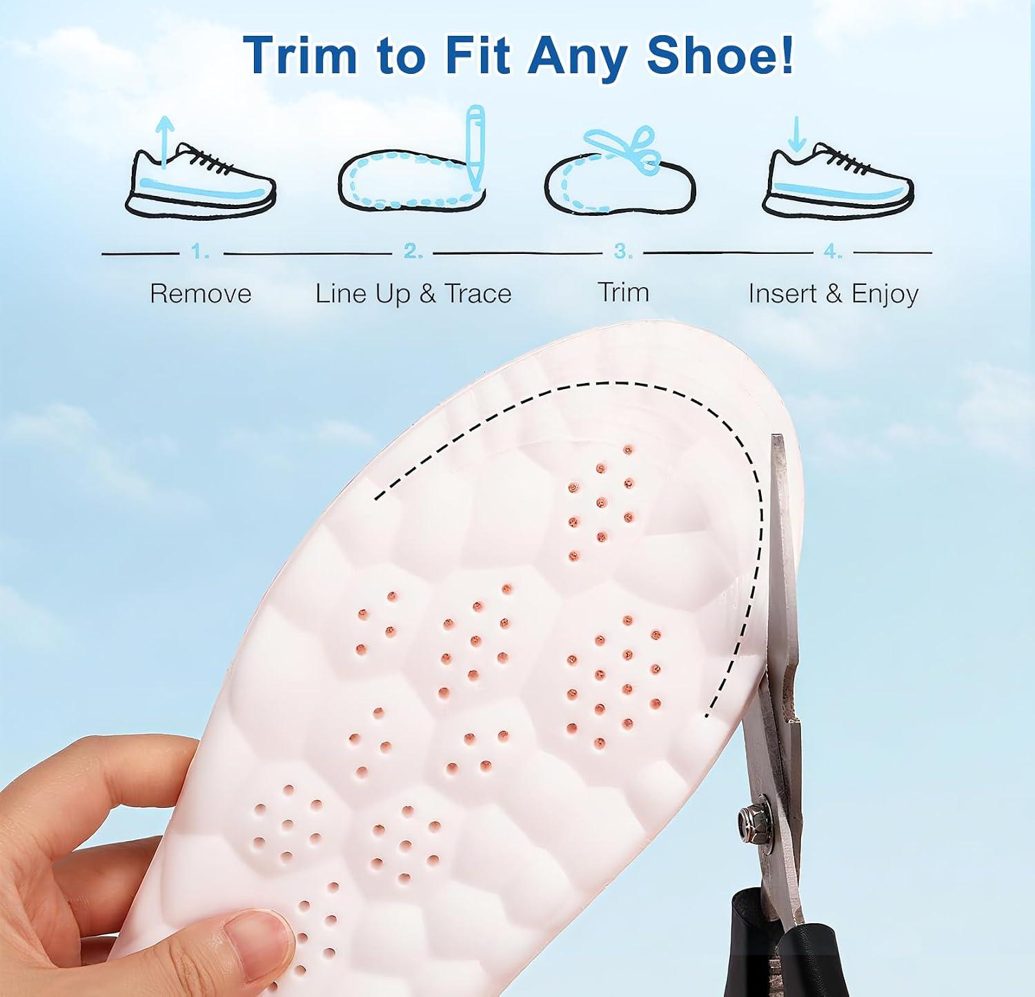 Steppers Insoles for Men Women, 4D Cloud Insoles, Comfortable Breathable Cushioning Boot Shoe Inserts with Arch Support, Foot Pain & Fatigue Relief (1Pair-Grey, Men 9-10/Women 11-12) - Image 4