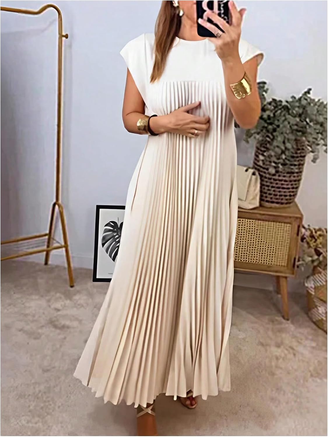GORGLITTER Women's Pleated Maxi Dresses Church Casual Wedding Guest Outfits - Image 3
