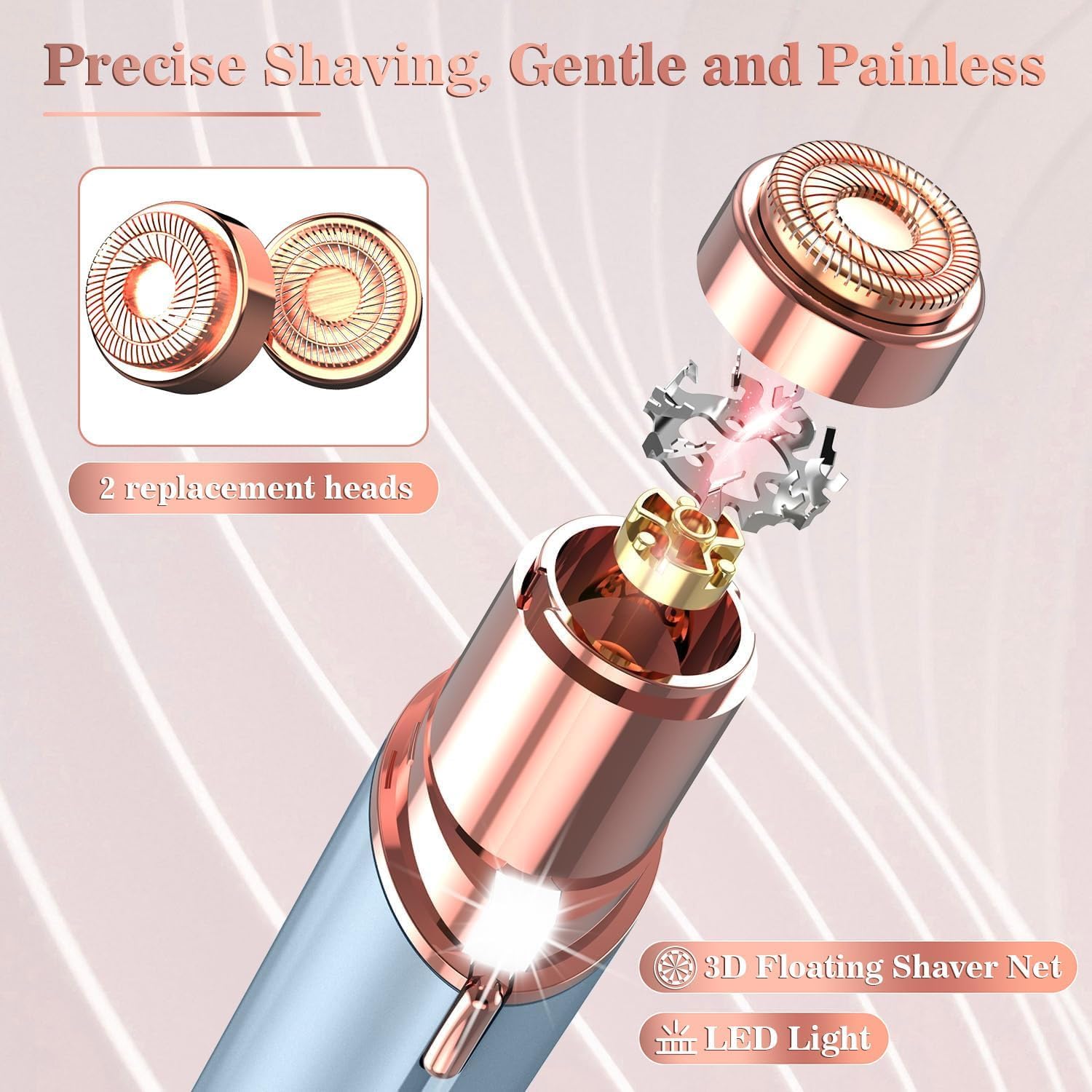 Facial Hair Remover for Women, USB Rechargeable with 2 Extra Heads - Image 2