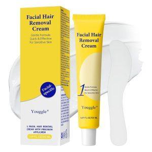 Facial Hair Removal For Women, Painless & Gentle Hair Removal Cream | Chin | Upper Lip | Cheeks for Sensitive Skin (5 Min, 7 Days) - 1.69 Fl Oz