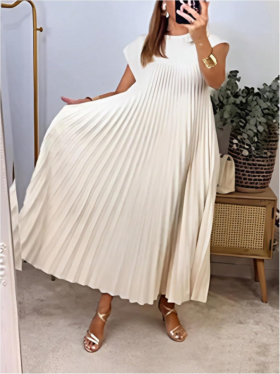 GORGLITTER Women's Pleated Maxi Dresses Church Casual Wedding Guest Outfits - Image 2