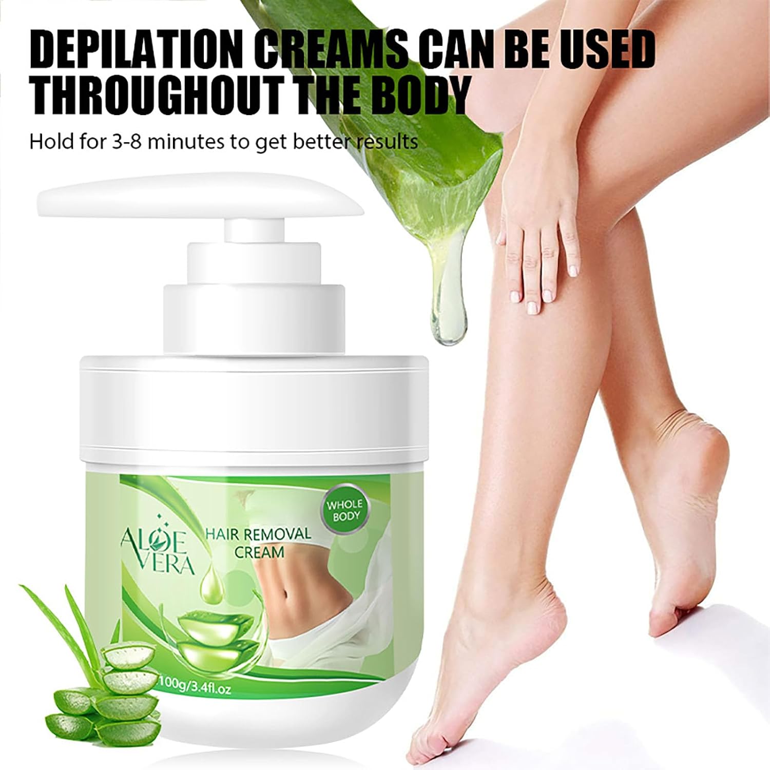 Facial Depilatory and Hair Removal Cream for Women, Aloe Vera Facial Hair Removal Cream for Upper Lip and Chin for Face Hair Remover for Body Sensitive Skin Gentle and Non-Irritating (2PCS) - Image 6