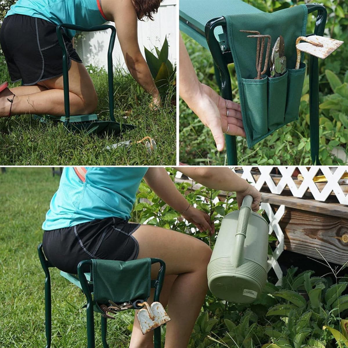 2pc Garden Kneeler Seat Tool Bag, Oxford Cloth Multi-pocket Organizer - Image 5