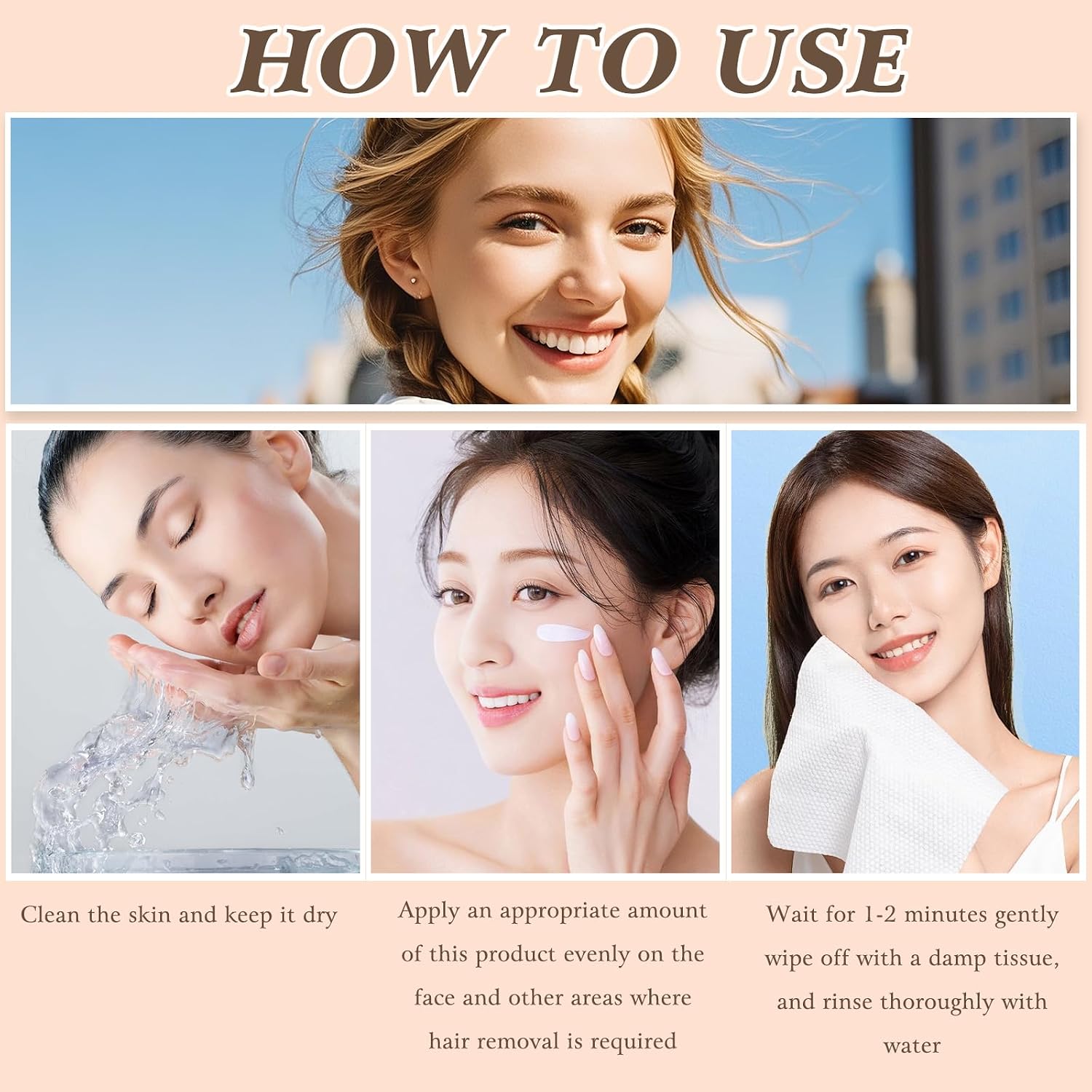 3PCS Facial Hair Remover Cream for Women, Gentle Fast-Acting Formula, Upper Lip Hair Removal Cream for Body Face Lips - Image 6