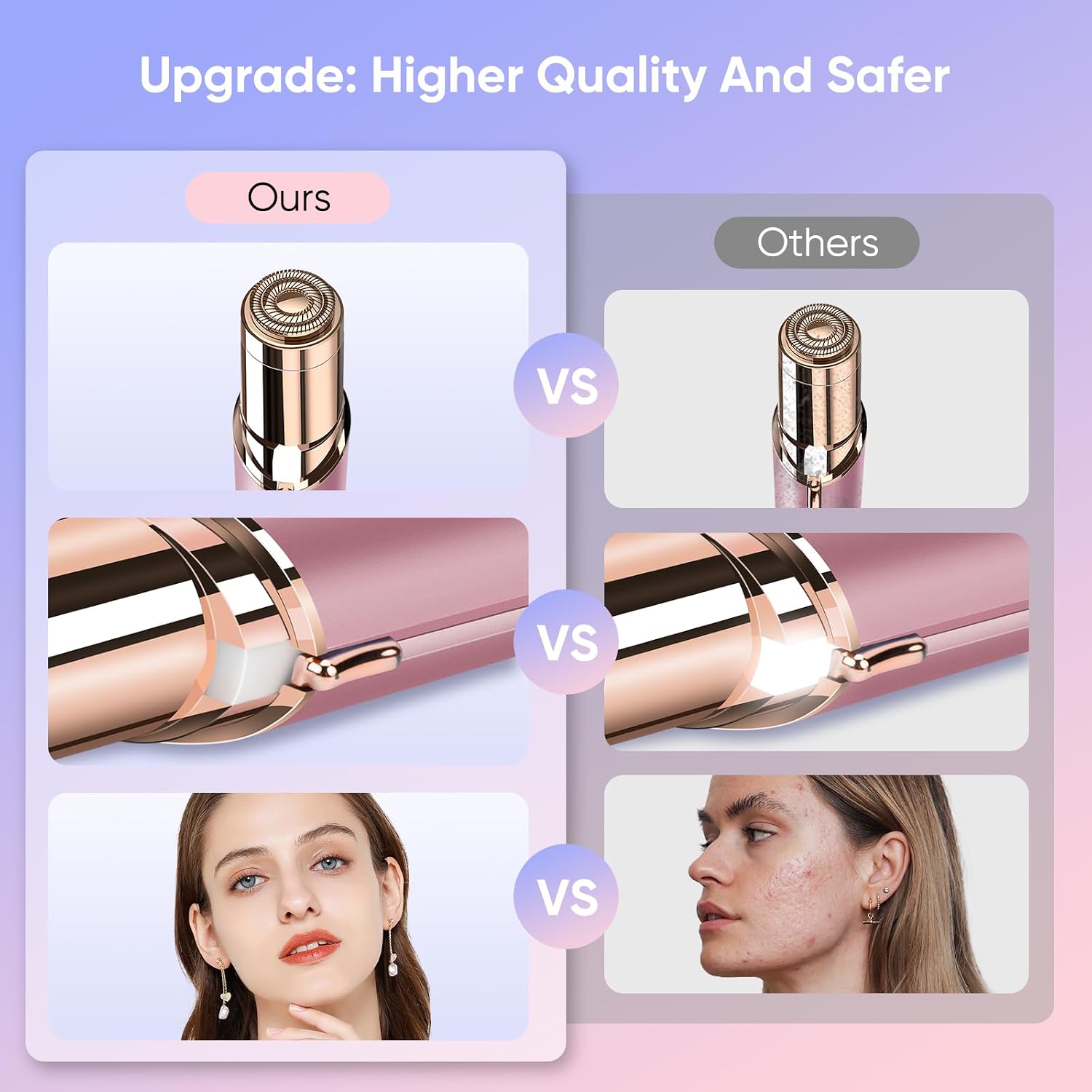 Flawless Facial Hair Remover for Women Painless Face Shaver -Mini Hair Remover, Electric Razor Shaver Portable Bikini Epilator for Lips, Chin, Armpit, Peach Fuzz, Fingers - Image 5