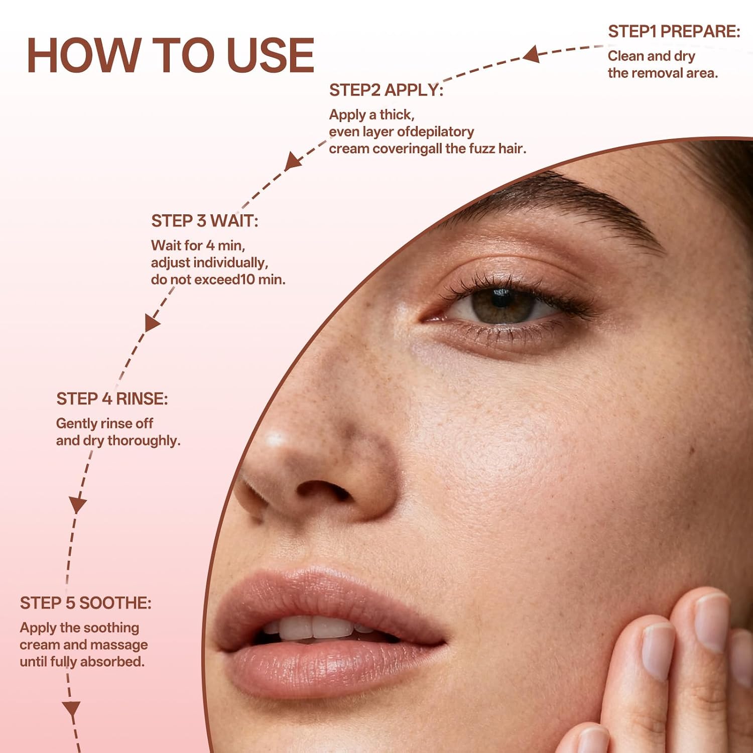 Facial Hair Removal Crem for Women & Men, Sensitive Skin 2-In-1 Painless Hair Removal Cream Kit with Soothing Cream, No Shave Depilatory Cream, Face & Upper Lip, Sideburns & Body, Gentle Formula - Image 6