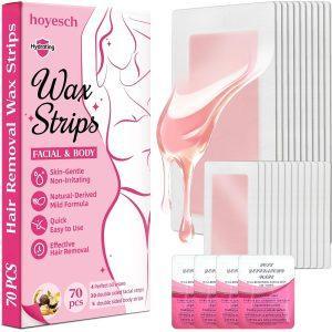 70PCS Wax Strips - 60 Facial & 10 Body Waxing Kit for Women