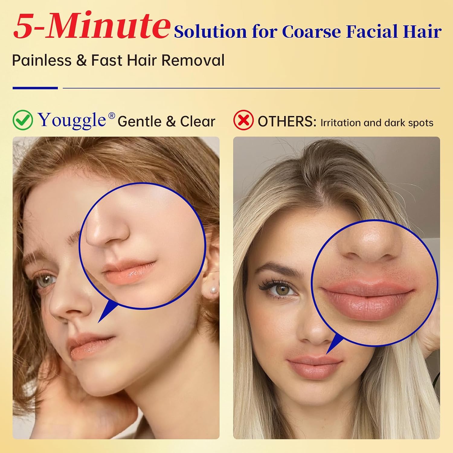 Facial Hair Removal For Women, Painless & Gentle Hair Removal Cream | Chin | Upper Lip | Cheeks for Sensitive Skin (5 Min, 7 Days) - 1.69 Fl Oz - Image 3