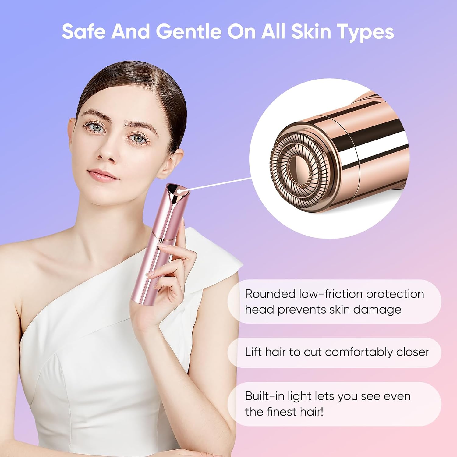 Flawless Facial Hair Remover for Women Painless Face Shaver -Mini Hair Remover, Electric Razor Shaver Portable Bikini Epilator for Lips, Chin, Armpit, Peach Fuzz, Fingers - Image 6