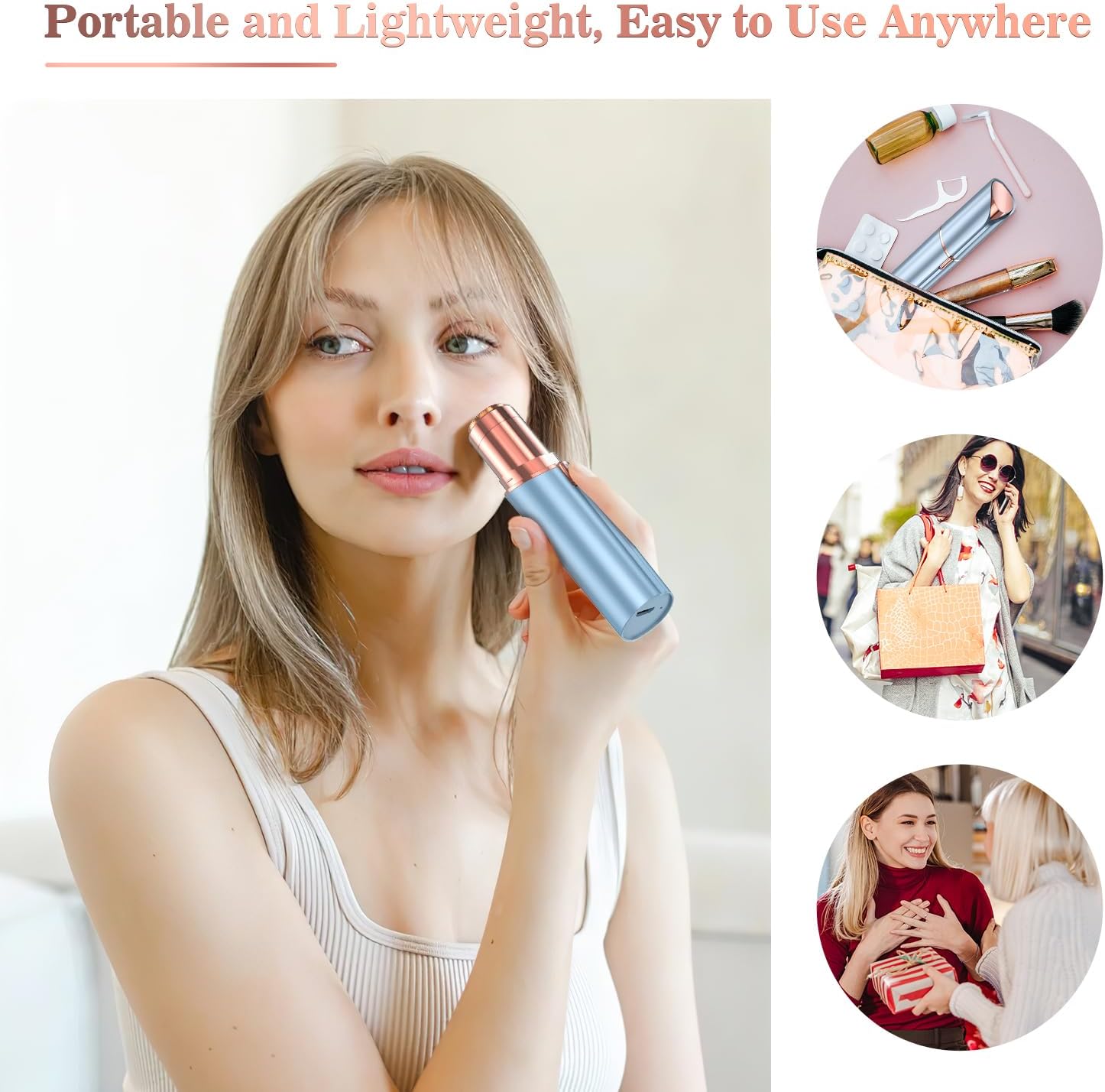 Facial Hair Remover for Women, USB Rechargeable with 2 Extra Heads - Image 7